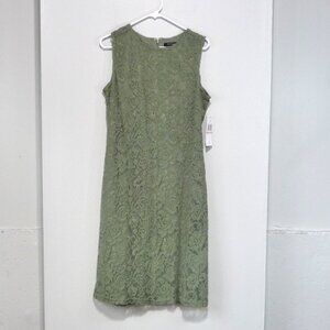 NWT SHARAGANO DRESS SIZE 10 GREEN LACE